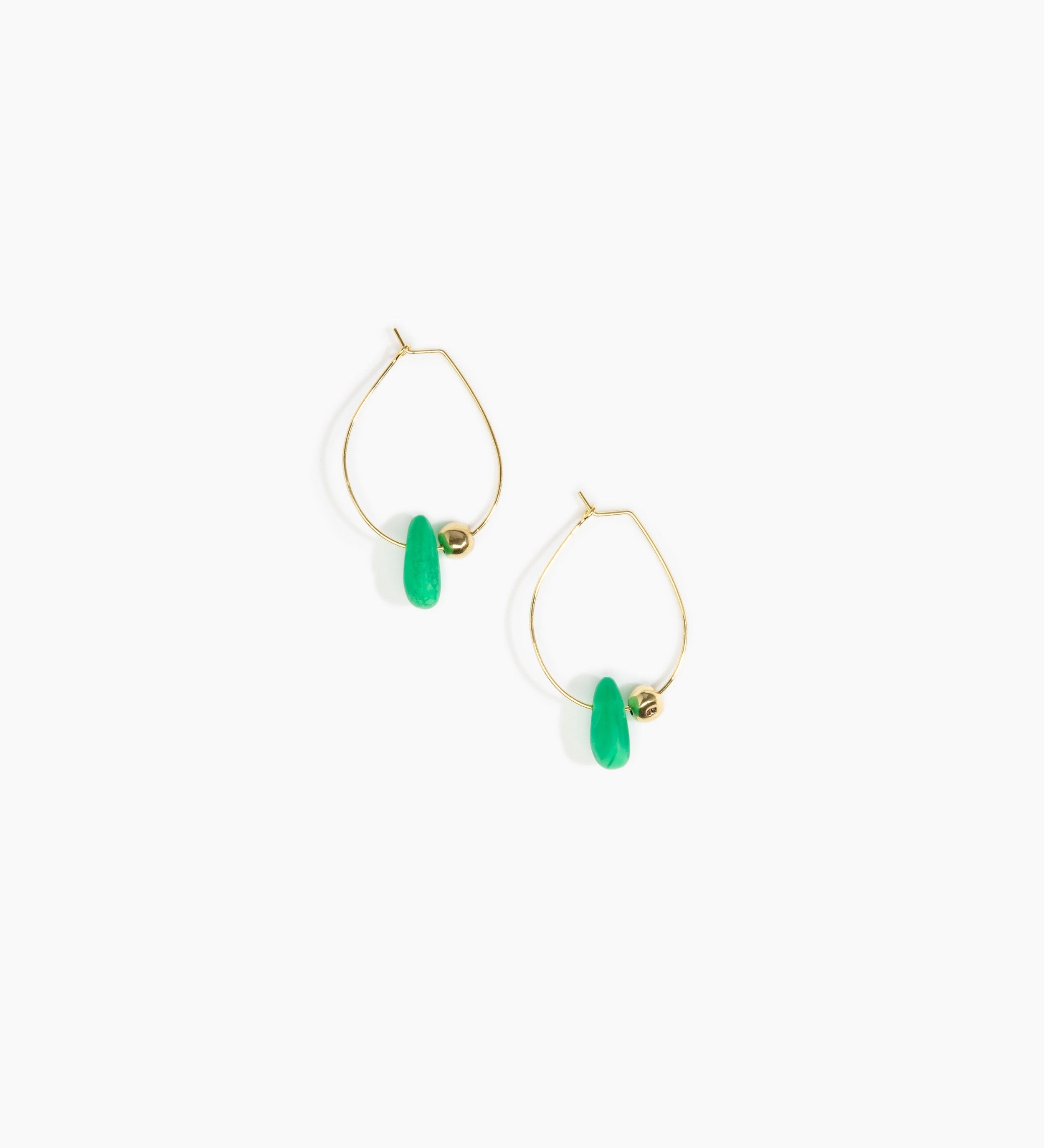 Dinosaur Designs Joie De Vivre Hoop Earrings Earrings in Leaf Colour resin with Gold-Filled Material