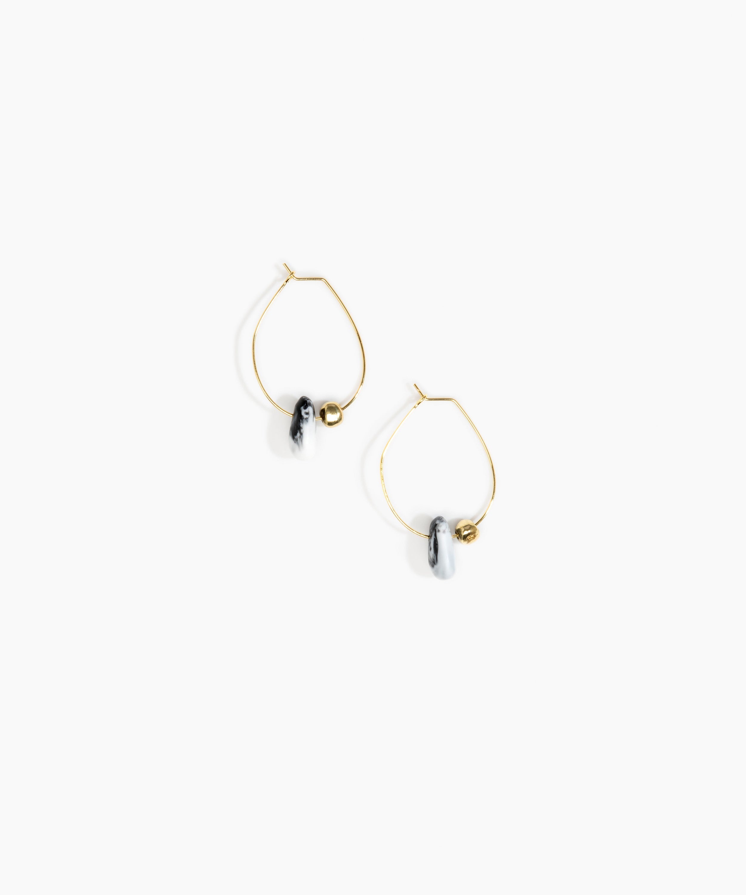 Dinosaur Designs Joie De Vivre Hoop Earrings Earrings in White Marble Colour resin with Gold-Filled Material