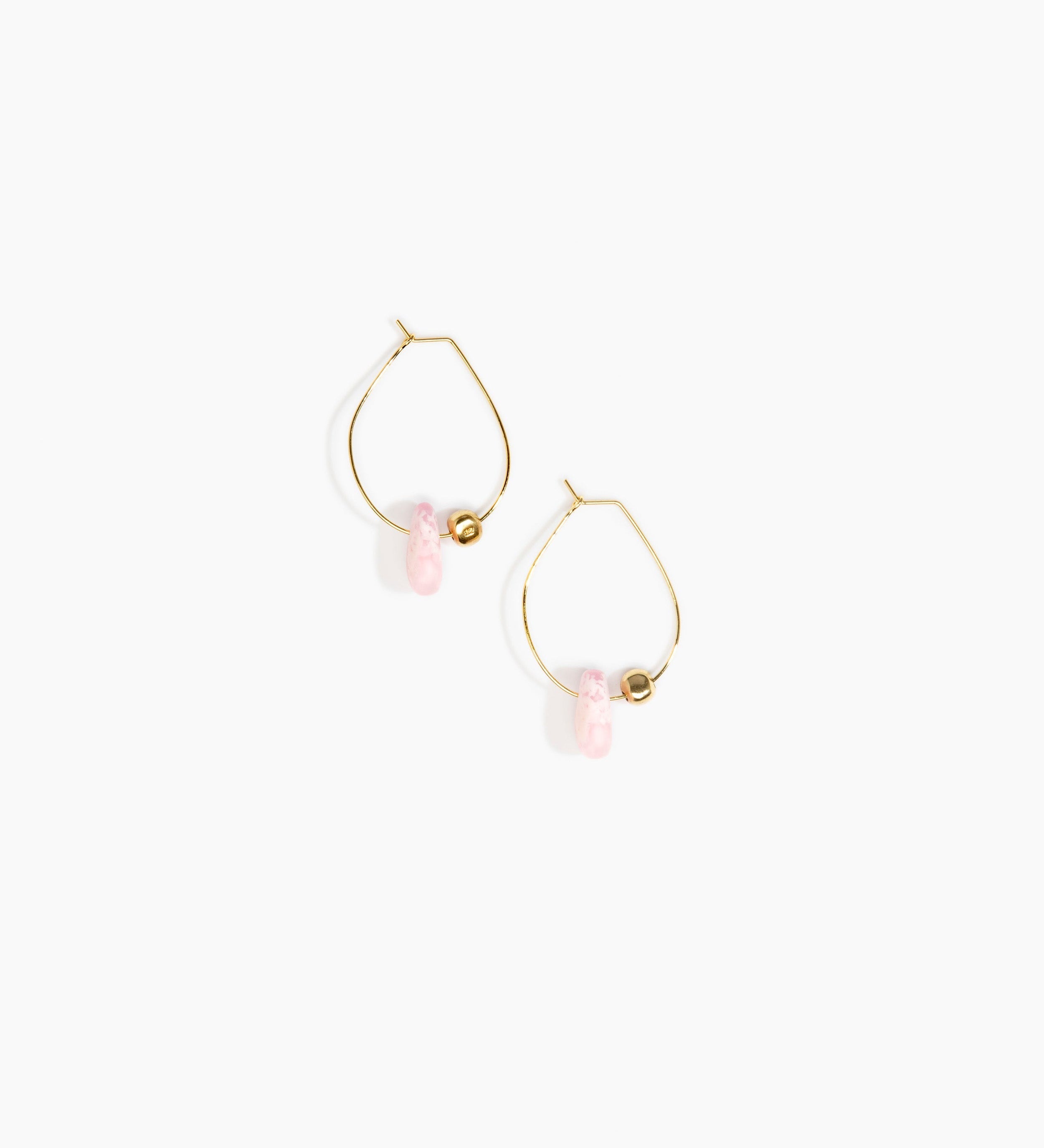 Dinosaur Designs Joie De Vivre Hoop Earrings Earrings in Shell Pink Colour resin with Gold-Filled Material