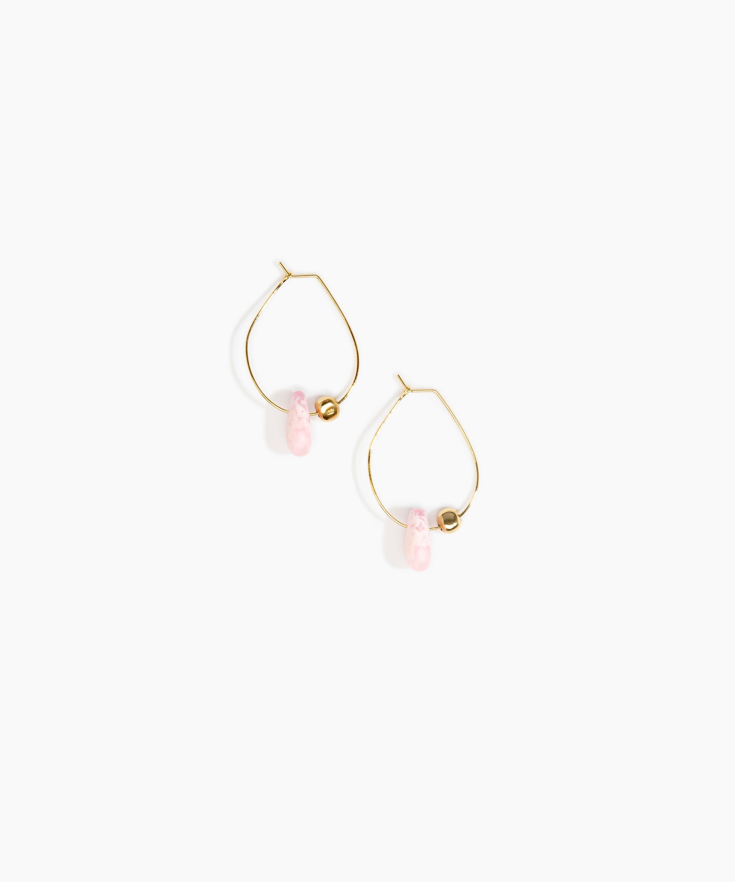 Dinosaur Designs Joie De Vivre Hoop Earrings Earrings in Shell Pink Colour resin with Gold-Filled Material