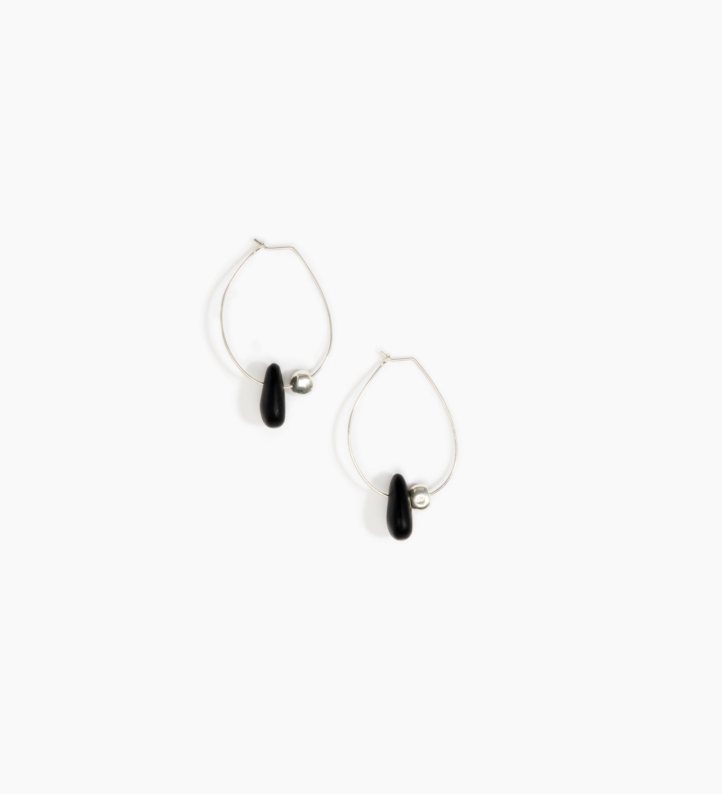 Dinosaur Designs Joie De Vivre Hoop Earrings Earrings in Black Colour resin with 925 Sterling Silver Material