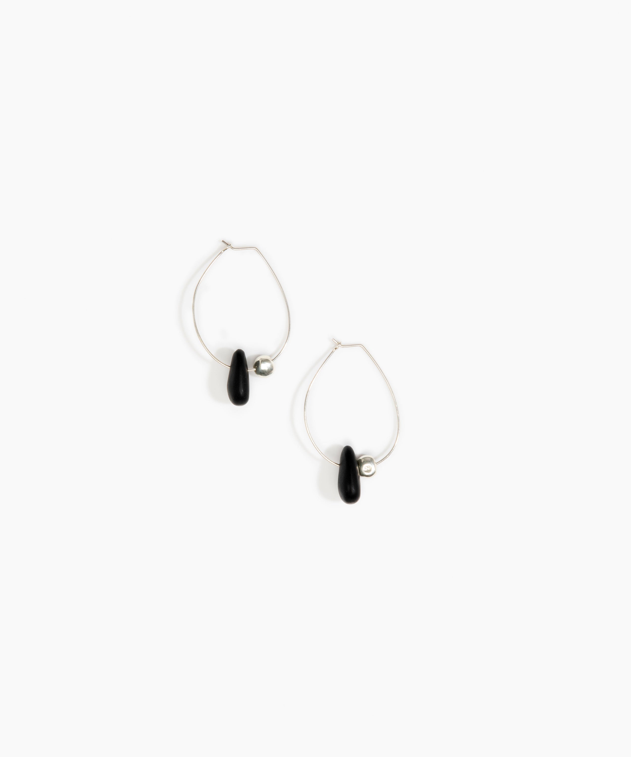 Dinosaur Designs Joie De Vivre Hoop Earrings Earrings in Black Colour resin with 925 Sterling Silver Material