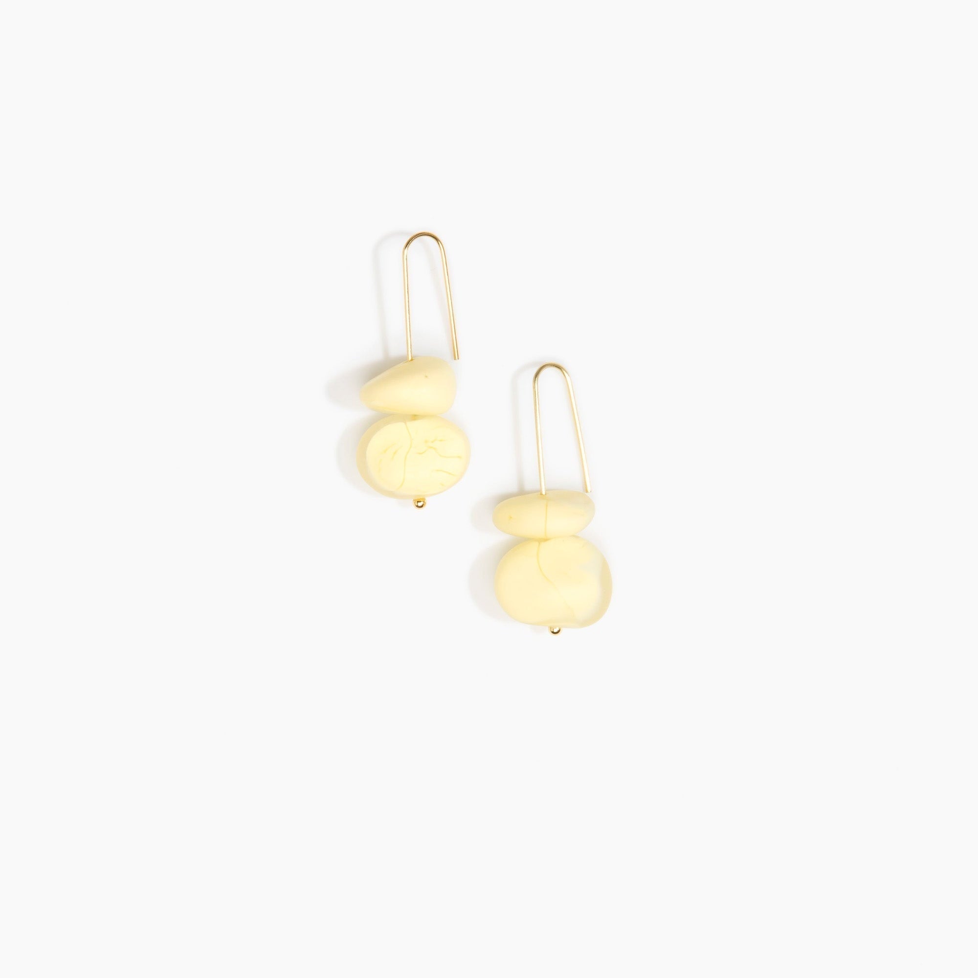 Dinosaur Designs Temple Earth Wire Earrings in Lemon Colour resin with Gold-Filled Material.