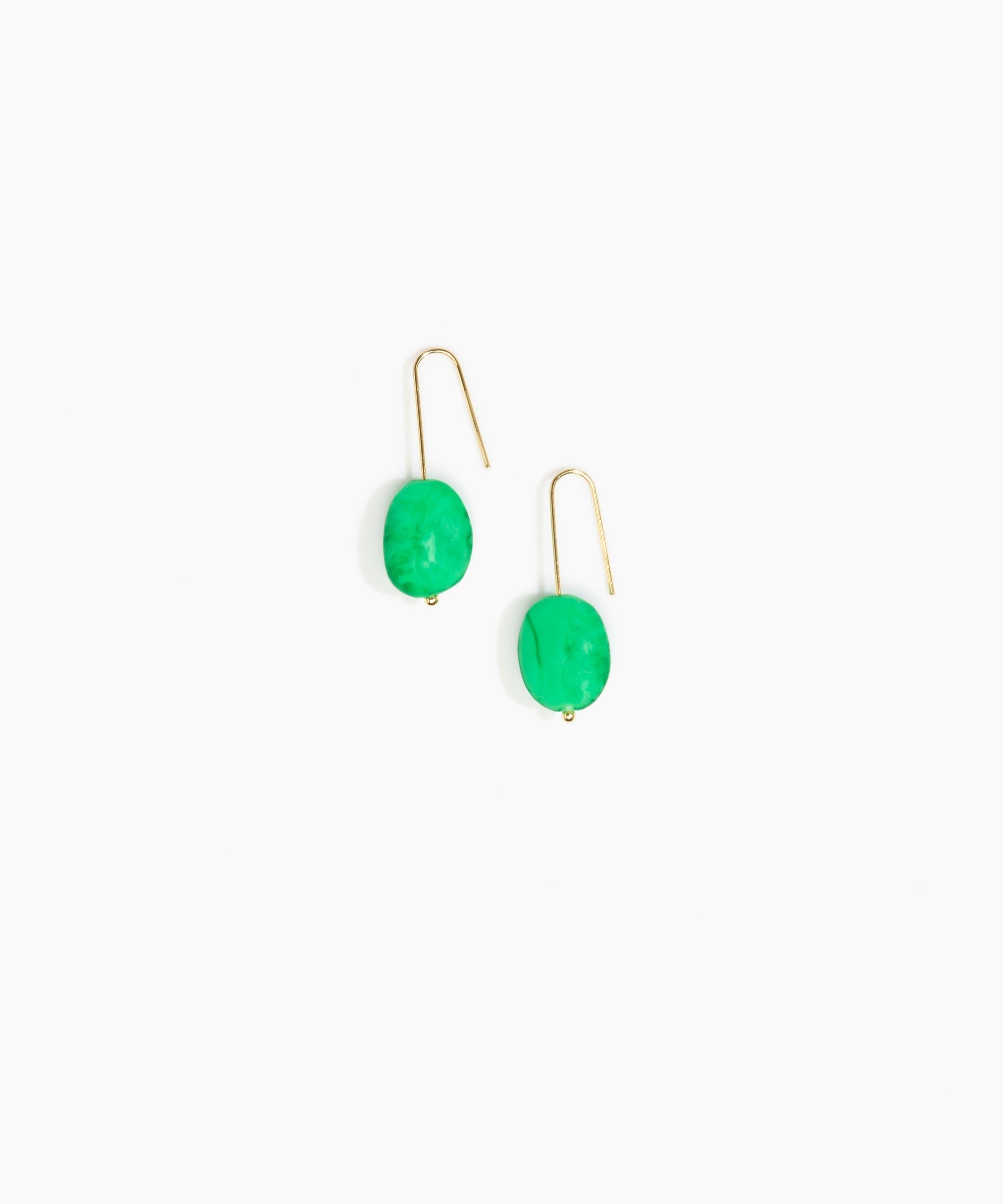 Dinosaur Designs Earth Wire Earrings in Leaf Colour resin with Gold-Filled Material