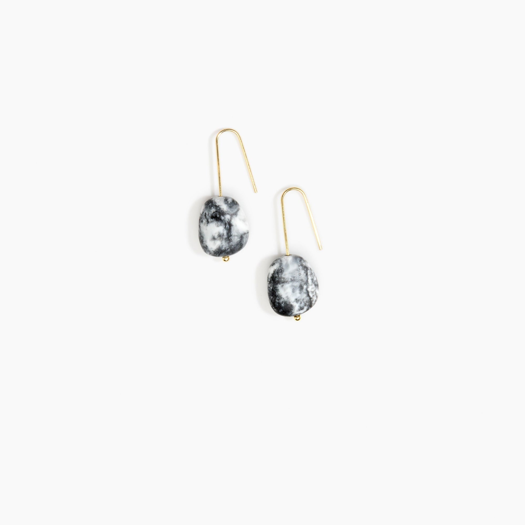 Dinosaur Designs Earth Wire Earrings in White Marble Colour resin with Gold-Filled Material.