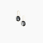 Dinosaur Designs Earth Wire Earrings in Black Marble Colour resin with Gold-Filled Material