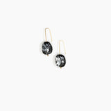 Dinosaur Designs Earth Wire Earrings in Black Marble Colour resin with Gold-Filled Material