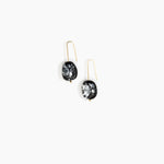 Dinosaur Designs Earth Wire Earrings in Black Marble Colour resin with Gold-Filled Material..