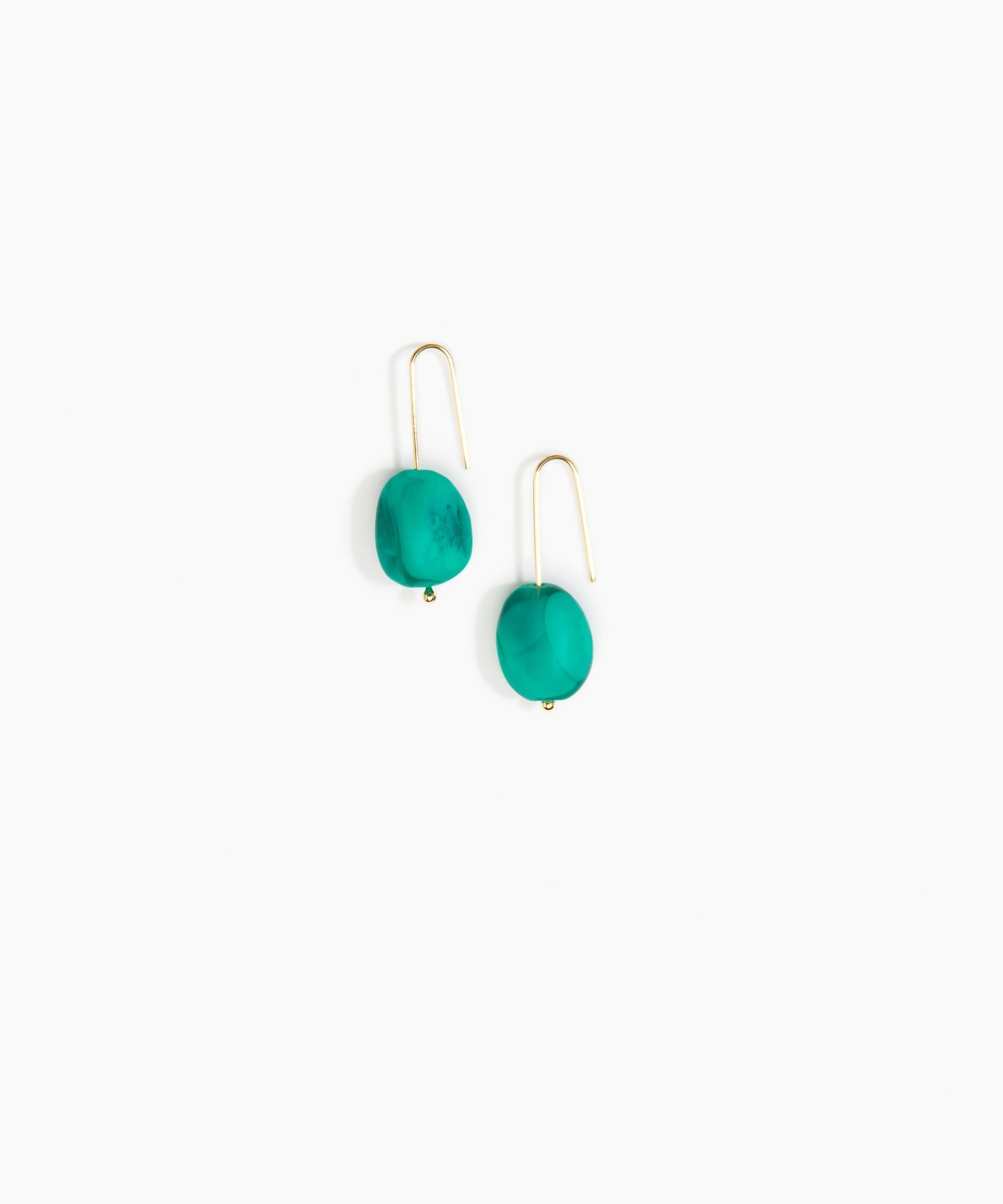 Dinosaur Designs Earth Wire Earrings in Mineral Swirl Colour resin with Gold-Filled Material