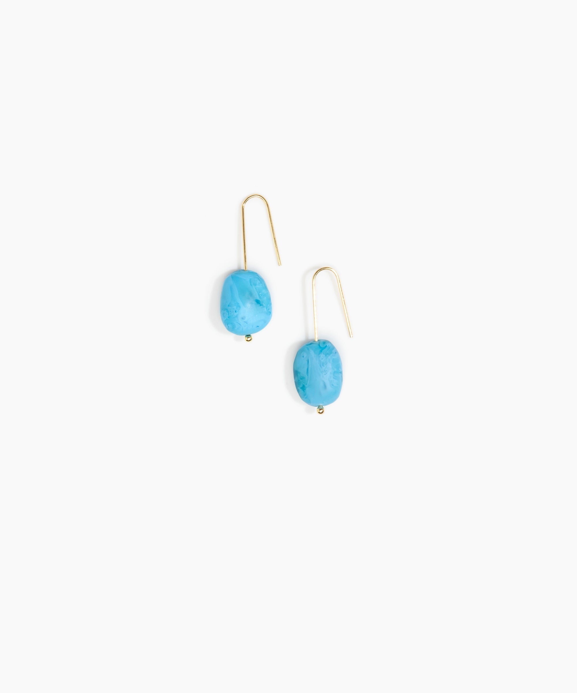 Dinosaur Designs Earth Wire Earrings in Sky Colour resin with Gold-Filled Material