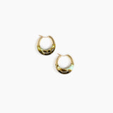 Dinosaur Designs Small Horn Hoop Earrings in Malachite Colour resin with Nano-Coated Brass Material