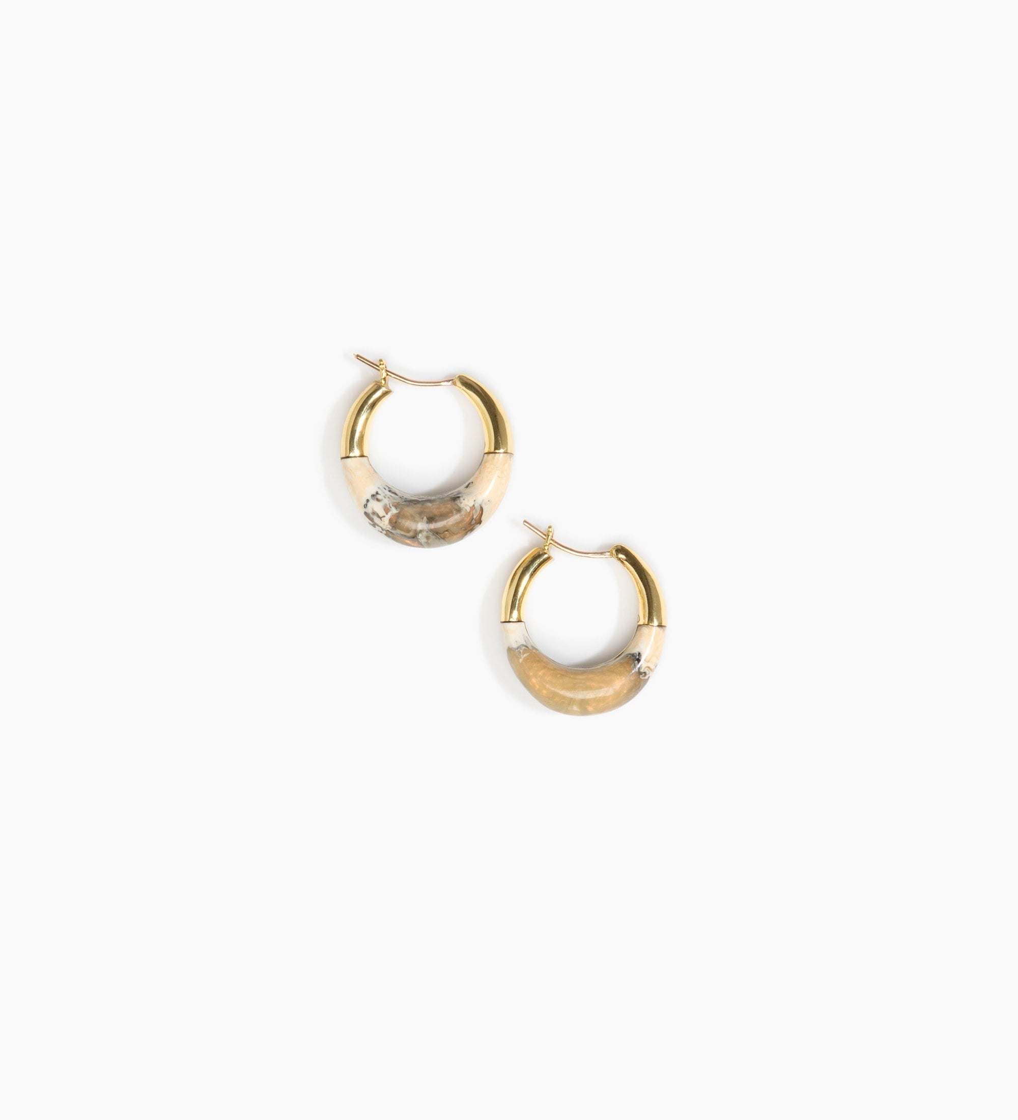 Dinosaur Designs Small Horn Hoop Earrings Earrings in Sandy Pearl Colour resin 