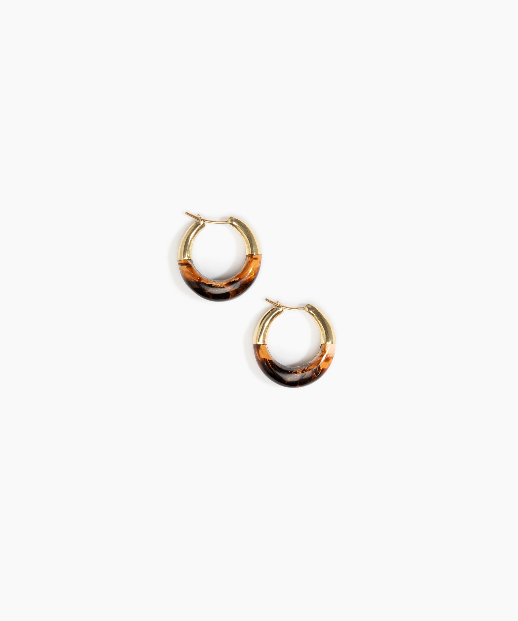 Dinosaur Designs Small Horn Hoop Earrings in Dark Horn Colour resin with Nano-Coated Brass Material..