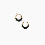 Dinosaur Designs Small Horn Hoop Earrings in Black Colour resin with Nano-Coated Brass Material