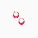 Dinosaur Designs Small Horn Hoop Earrings in Flamingo Colour resin with Nano-Coated Brass Material