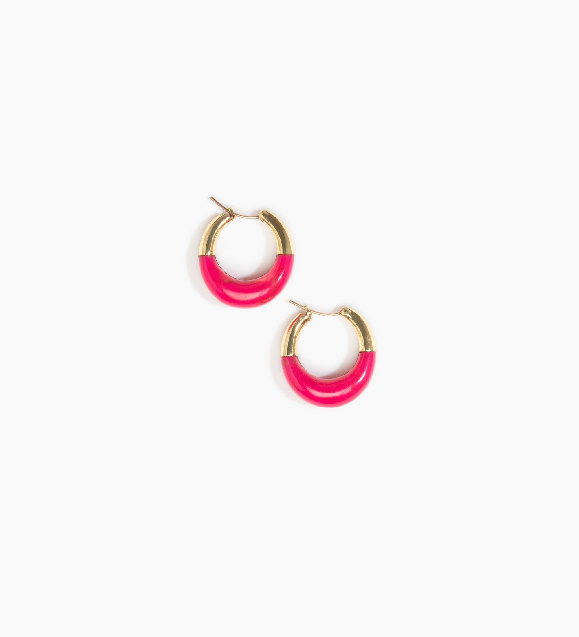 Dinosaur Designs Small Horn Hoop Earrings Earrings in Flamingo Colour resin 