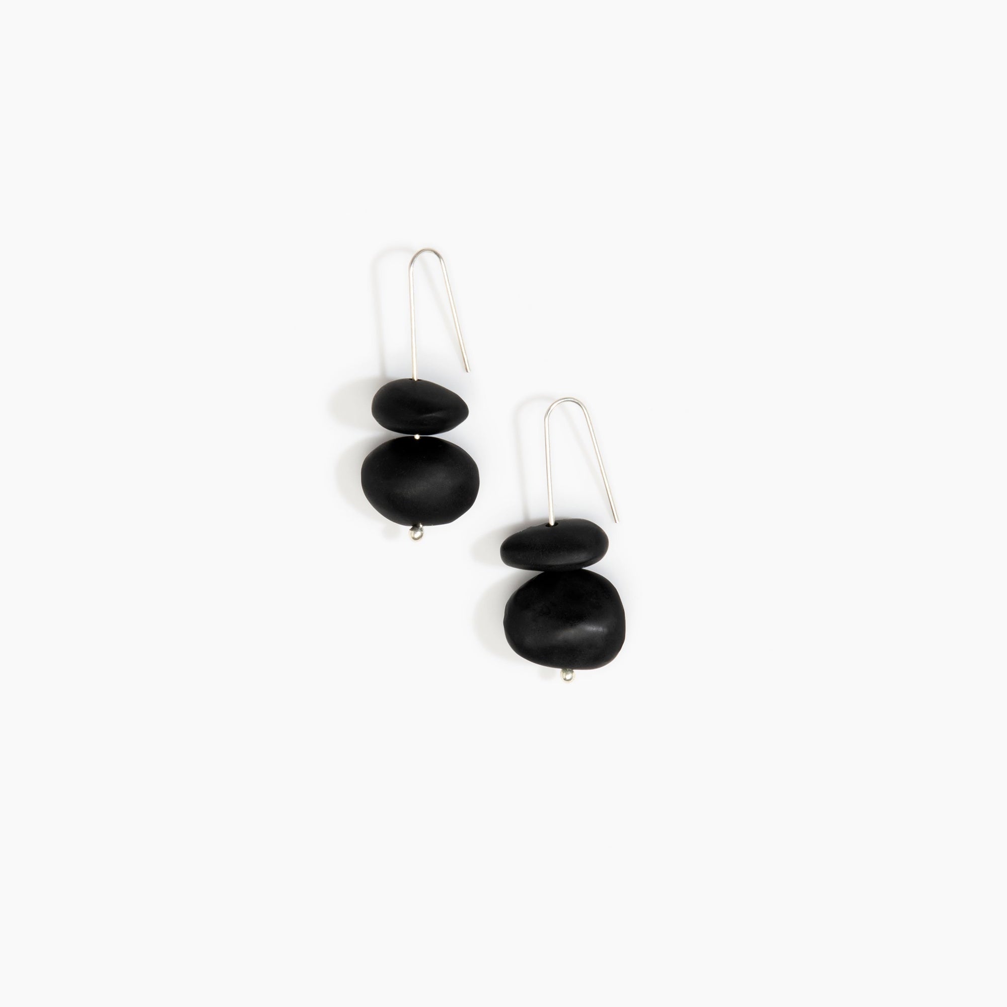 Dinosaur Designs Temple Earth Wire Earrings in Black Colour resin with 925 Sterling Silver Material.