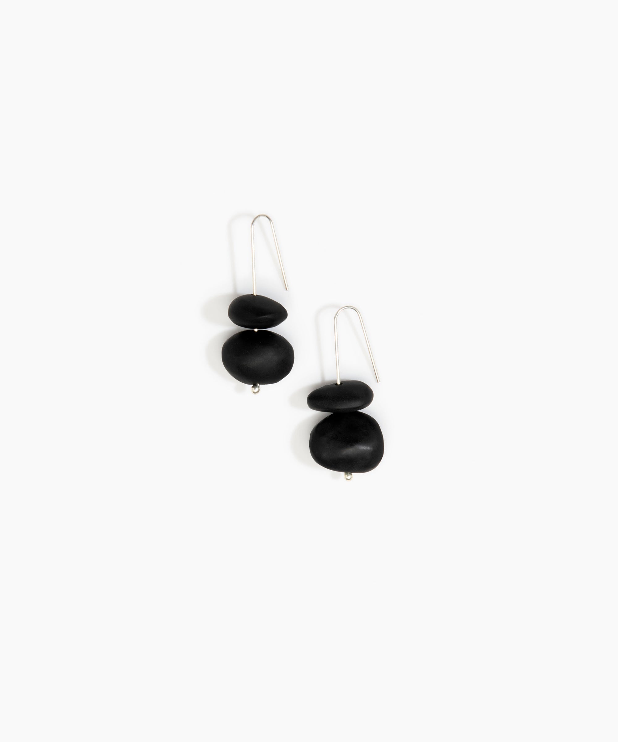 Dinosaur Designs Temple Earth Wire Earrings in Black Colour resin with 925 Sterling Silver Material..