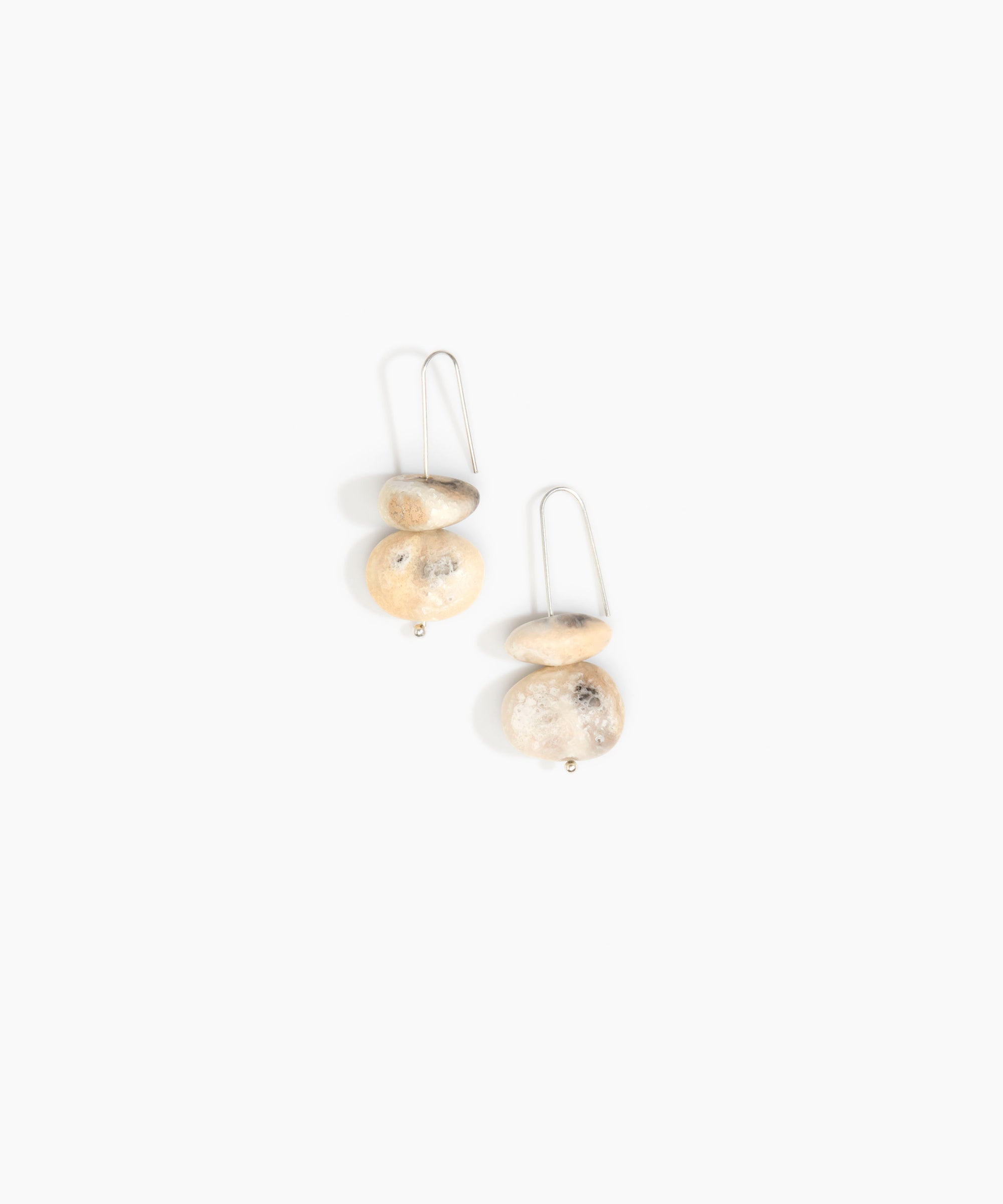 Dinosaur Designs Temple Earth Wire Earrings in Sandy Pearl Colour resin with 925 Sterling Silver Material..