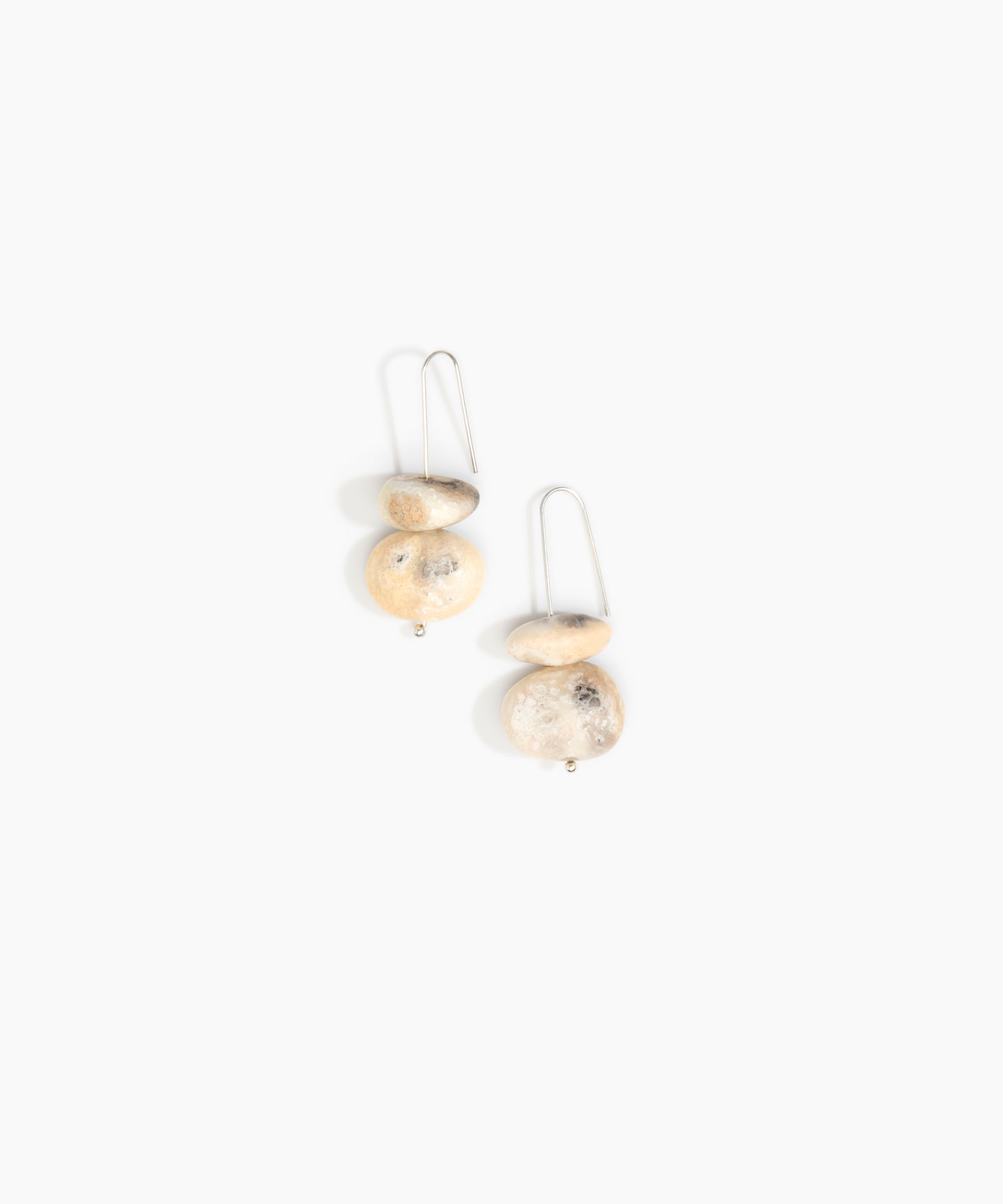 Dinosaur Designs Temple Earth Wire Earrings Earrings in Sandy Pearl Colour resin with 925 Sterling Silver Material