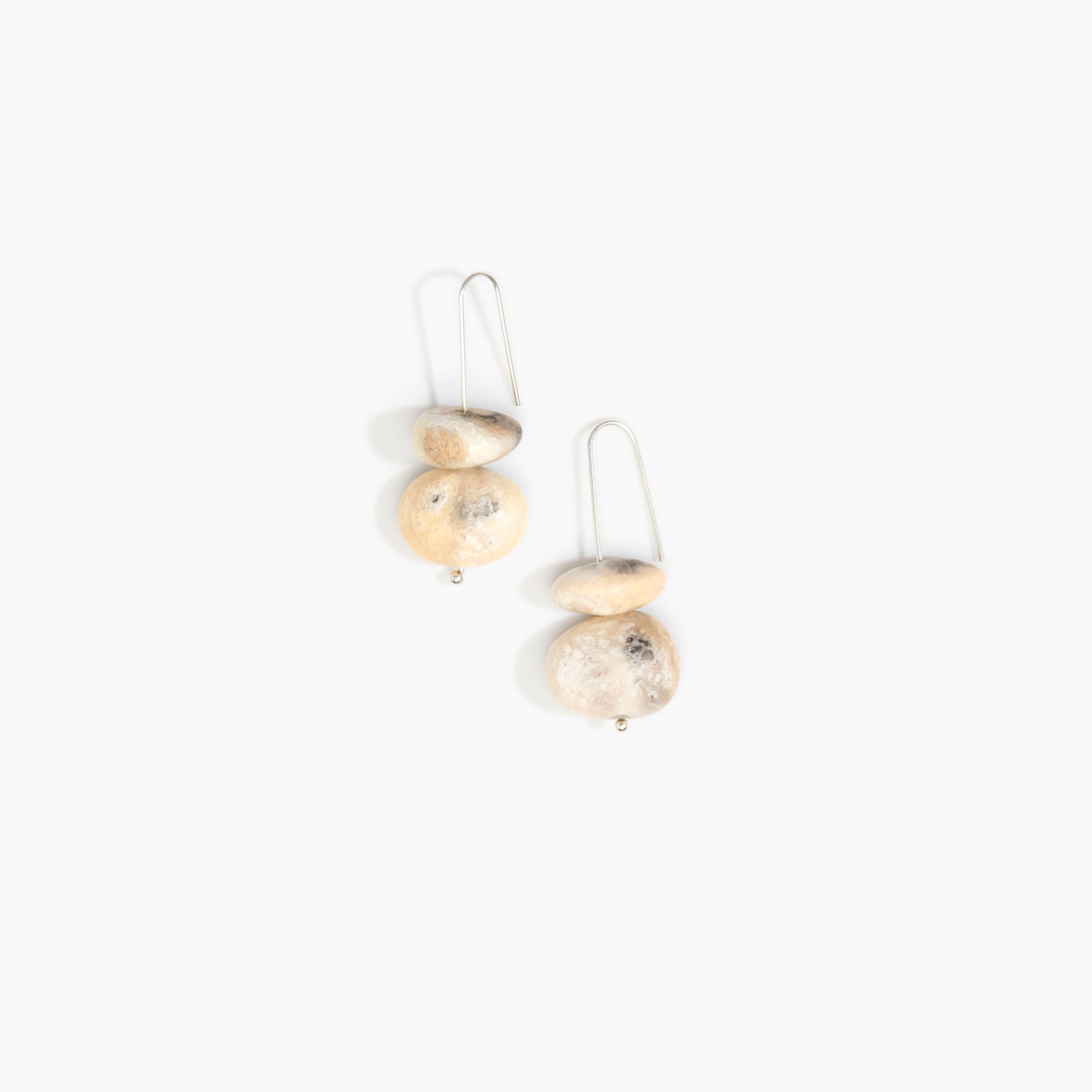 Dinosaur Designs Temple Earth Wire Earrings in Sandy Pearl Colour resin with 925 Sterling Silver Material.
