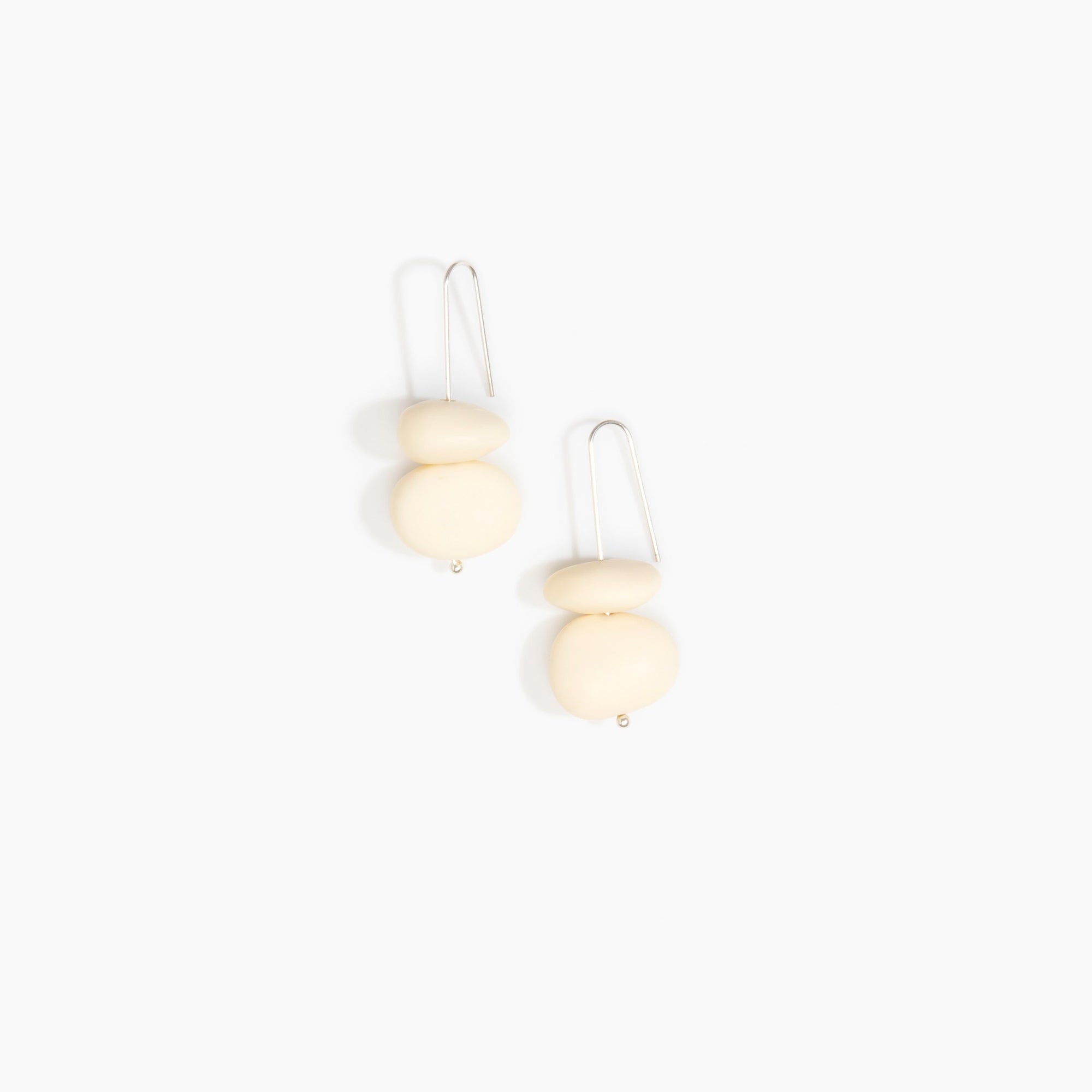Dinosaur Designs Temple Earth Wire Earrings in Cream Colour resin with 925 Sterling Silver Material.