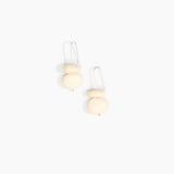 Dinosaur Designs Temple Earth Wire Earrings in Cream Colour resin with 925 Sterling Silver Material.
