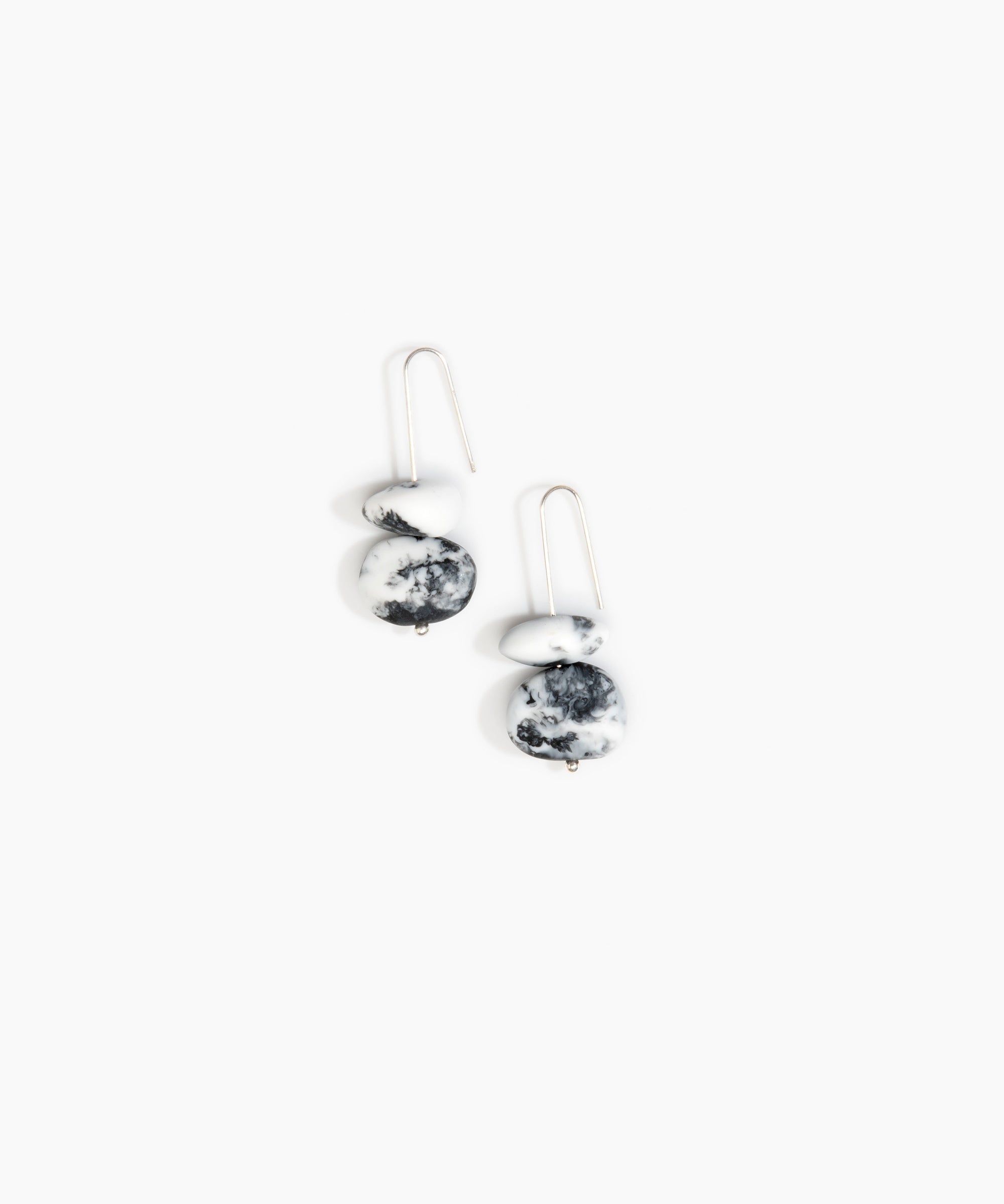 Dinosaur Designs Temple Earth Wire Earrings in White Marble Colour resin with 925 Sterling Silver Material..