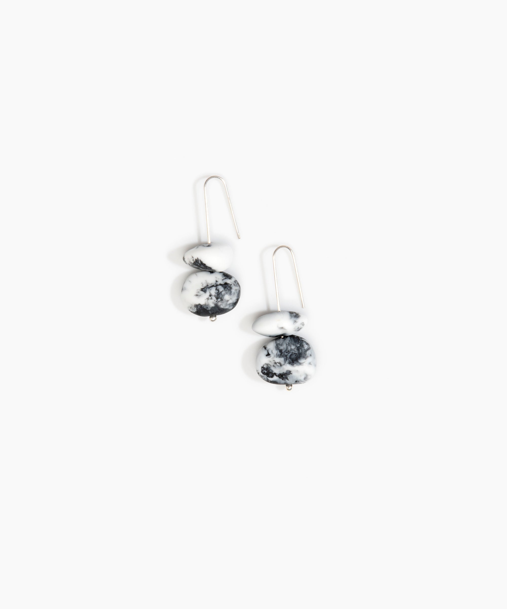 Dinosaur Designs Temple Earth Wire Earrings Earrings in White Marble Colour resin with 925 Sterling Silver Material