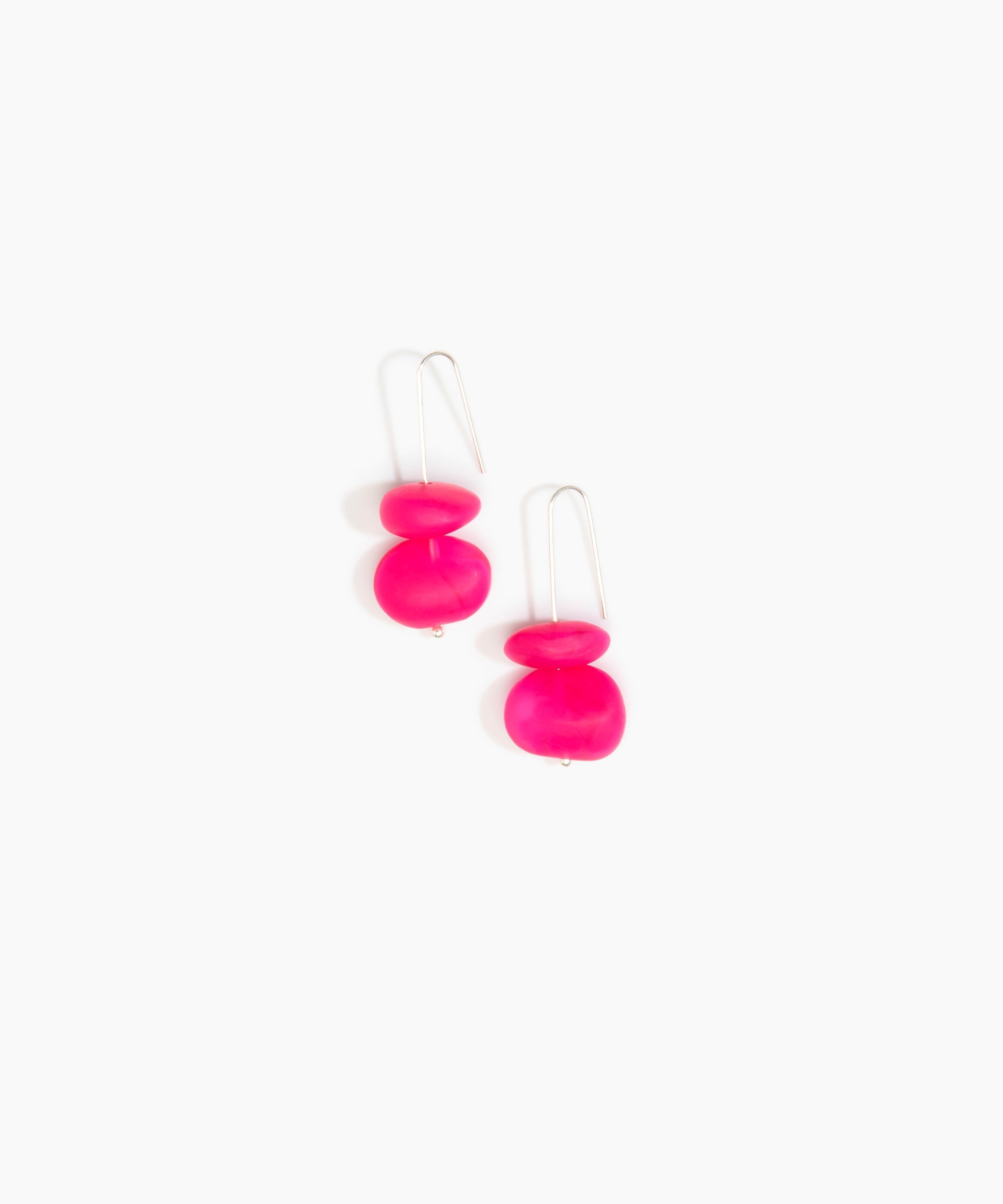 Dinosaur Designs Temple Earth Wire Earrings in Flamingo Colour resin with 925 Sterling Silver Material