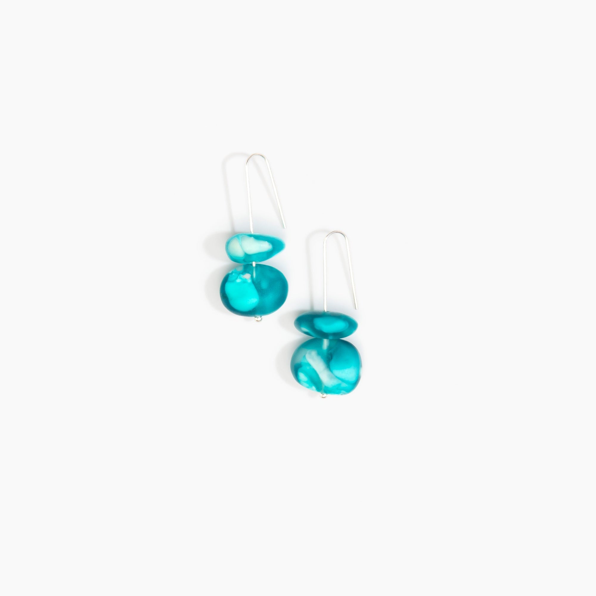 Dinosaur Designs Temple Earth Wire Earrings in Lagoon Colour resin with 925 Sterling Silver Material.