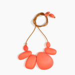 Dinosaur Designs Riverstone Choker Necklaces in Lychee Colour resin with Brass Bead on Tan Leather Material