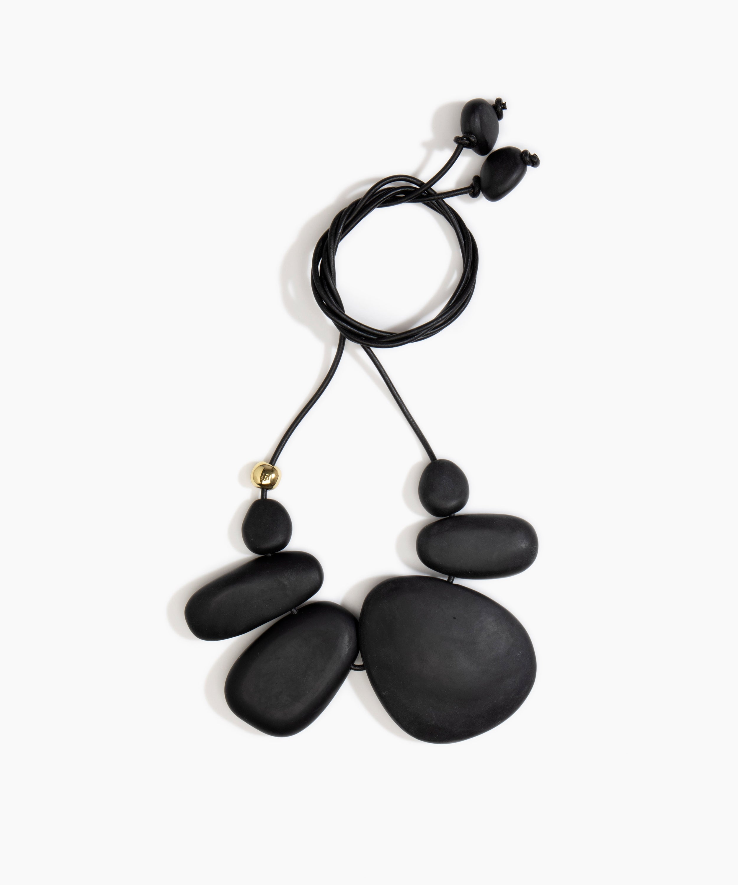 Dinosaur Designs Riverstone Choker Necklaces in Black Colour resin with Silver 925 Bead on Black Leather Material