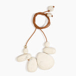 Dinosaur Designs Riverstone Choker Necklaces in Chalk Swirl Colour resin with Brass Bead on Tan Leather Material