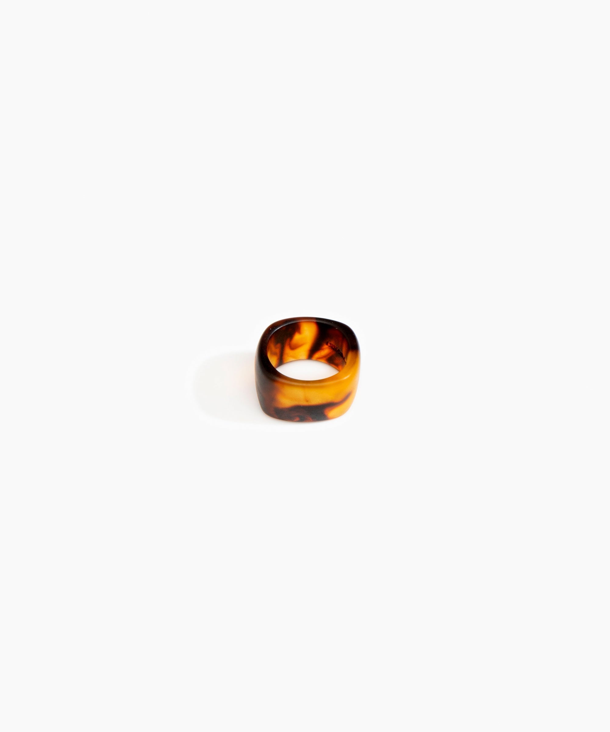 Dinosaur Designs Cube Ring in Tortoise Colour resin with Wide Fit..