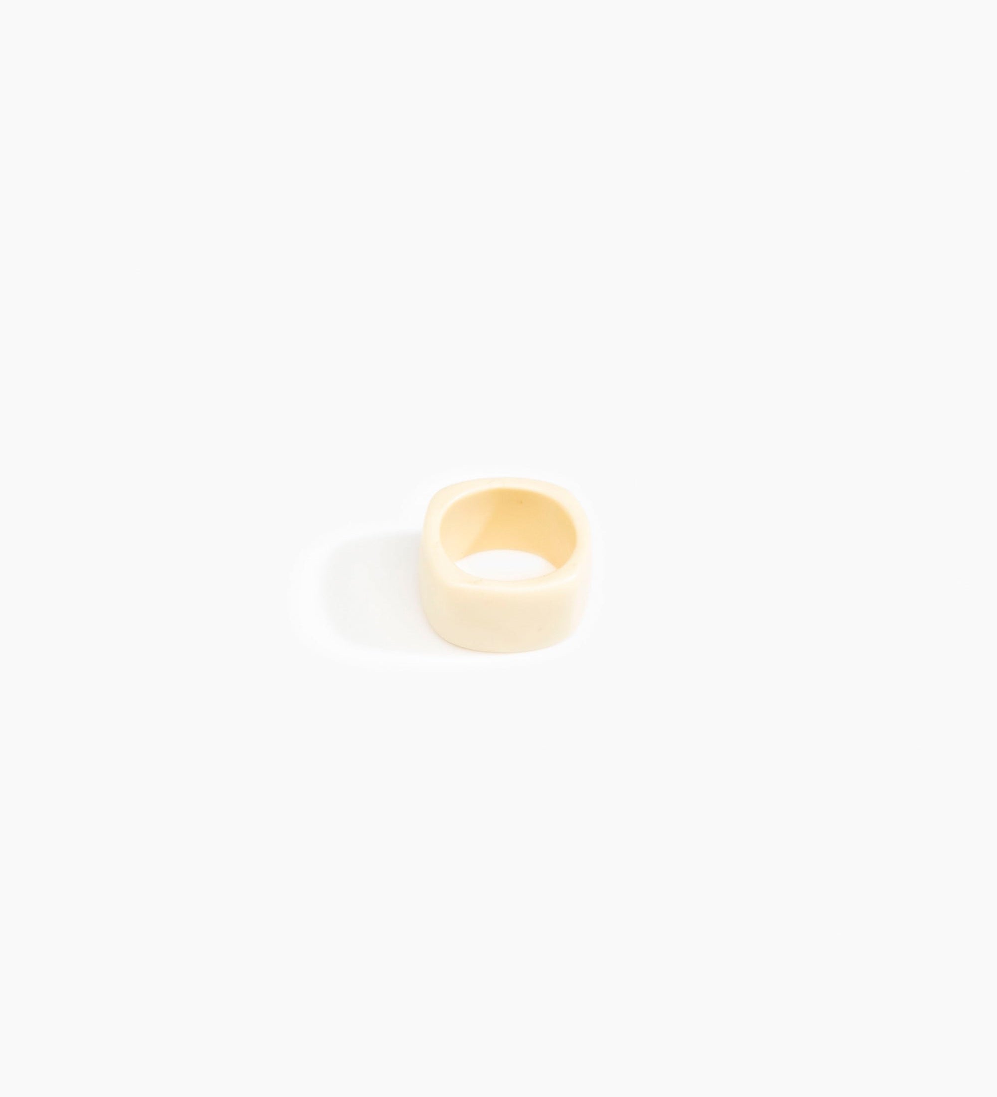 Dinosaur Designs Cube Ring Rings in Cream Colour resin with Wide Fit