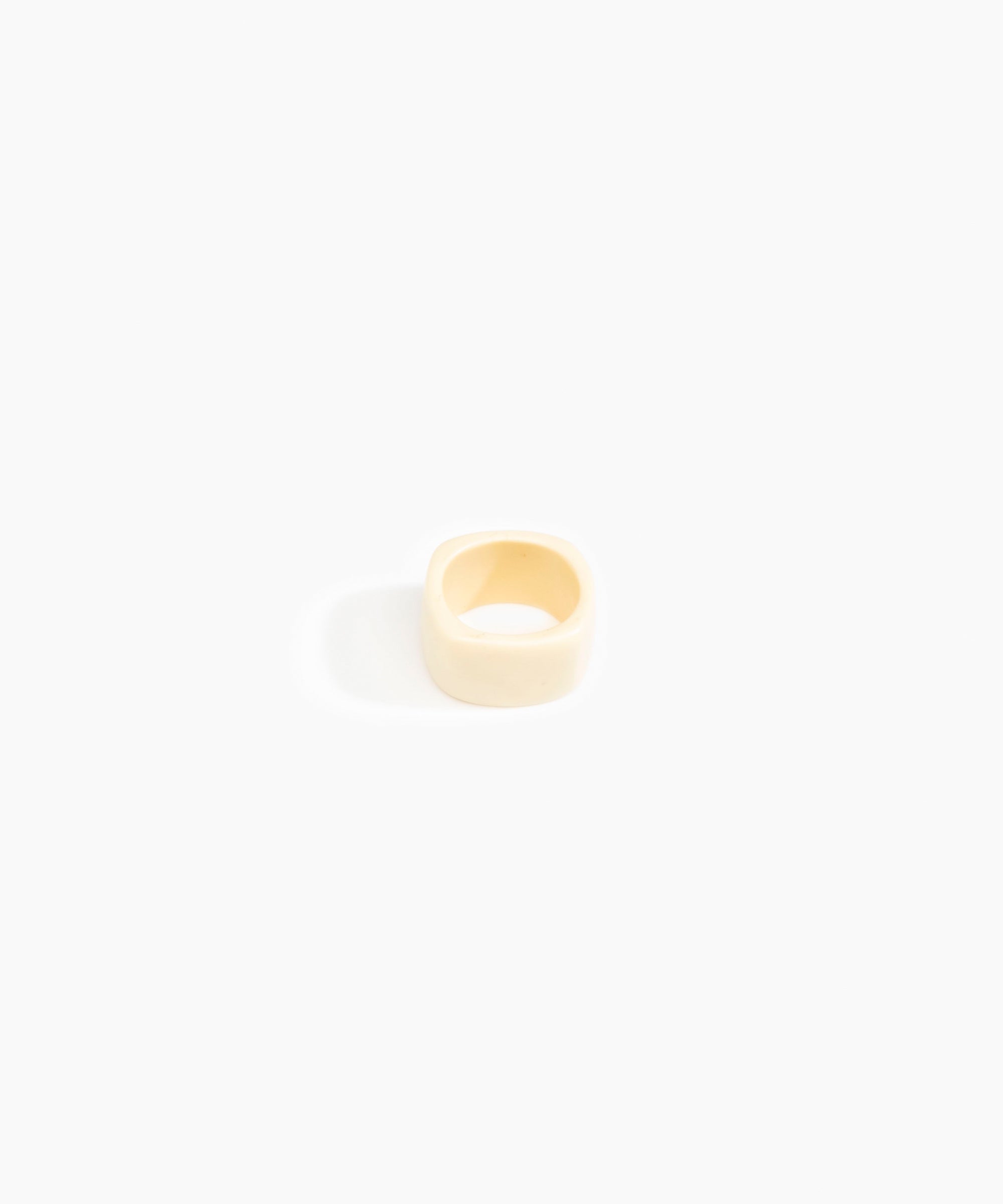 Dinosaur Designs Cube Ring in Cream Colour resin with Wide Fit.