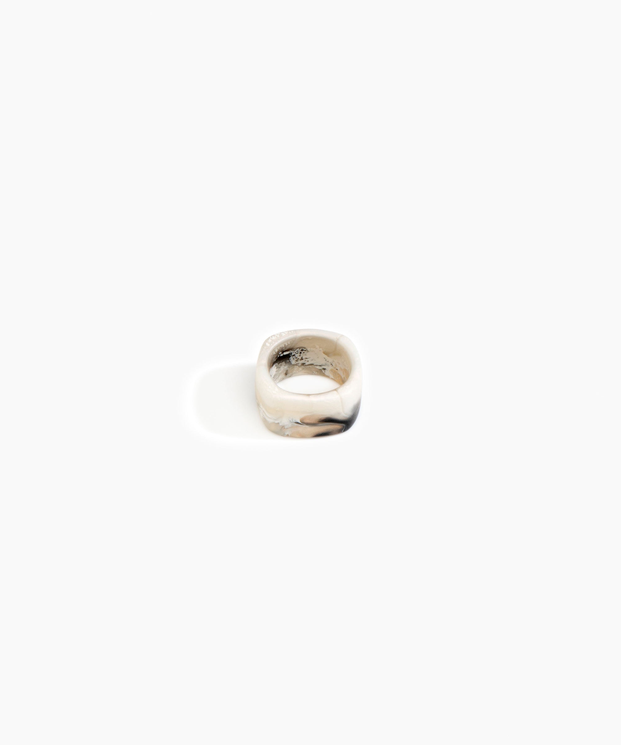 Dinosaur Designs Cube Ring in Sandy Pearl Colour resin with Wide Fit