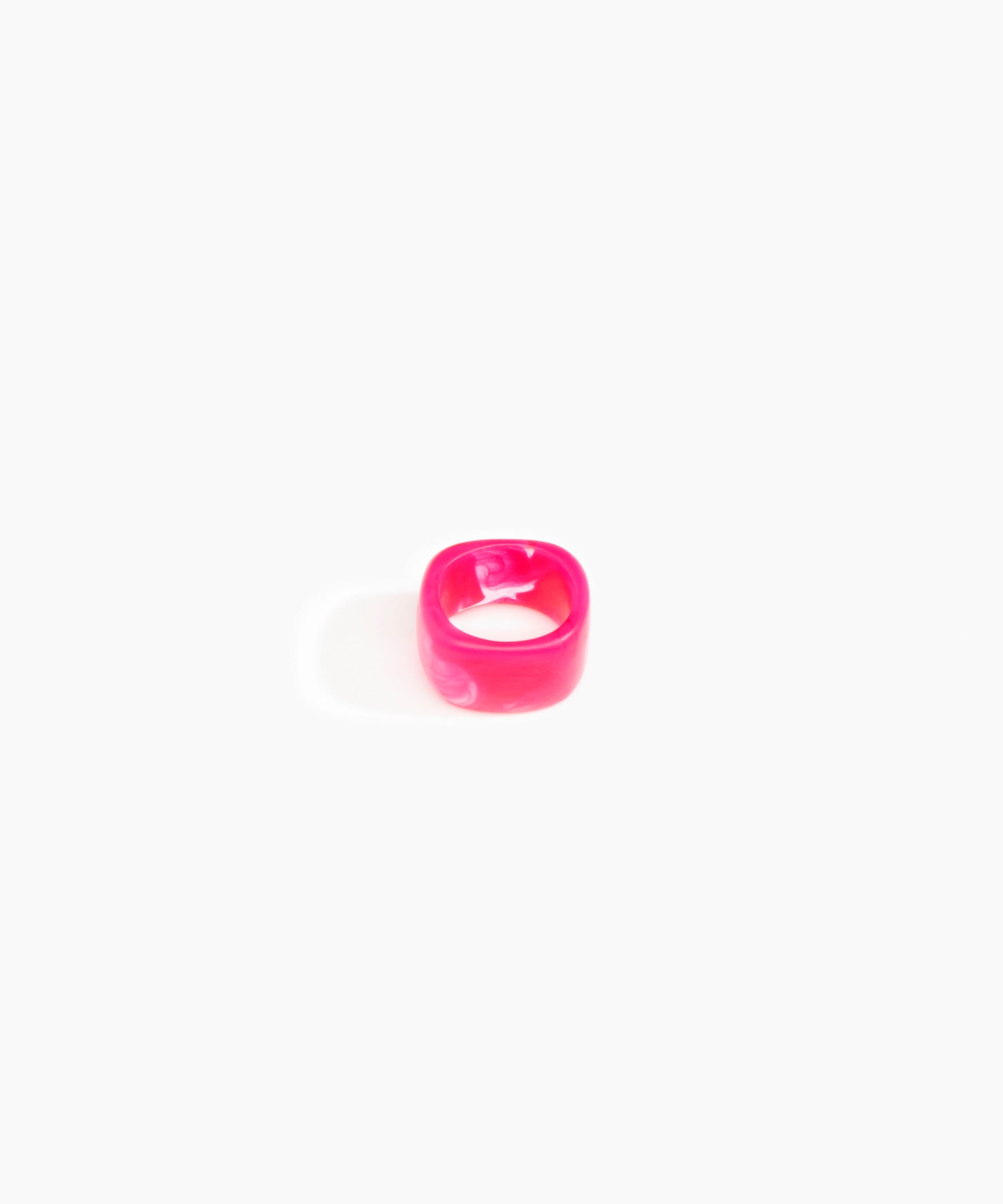 Dinosaur Designs Cube Ring in Flamingo Colour resin with Wide Fit