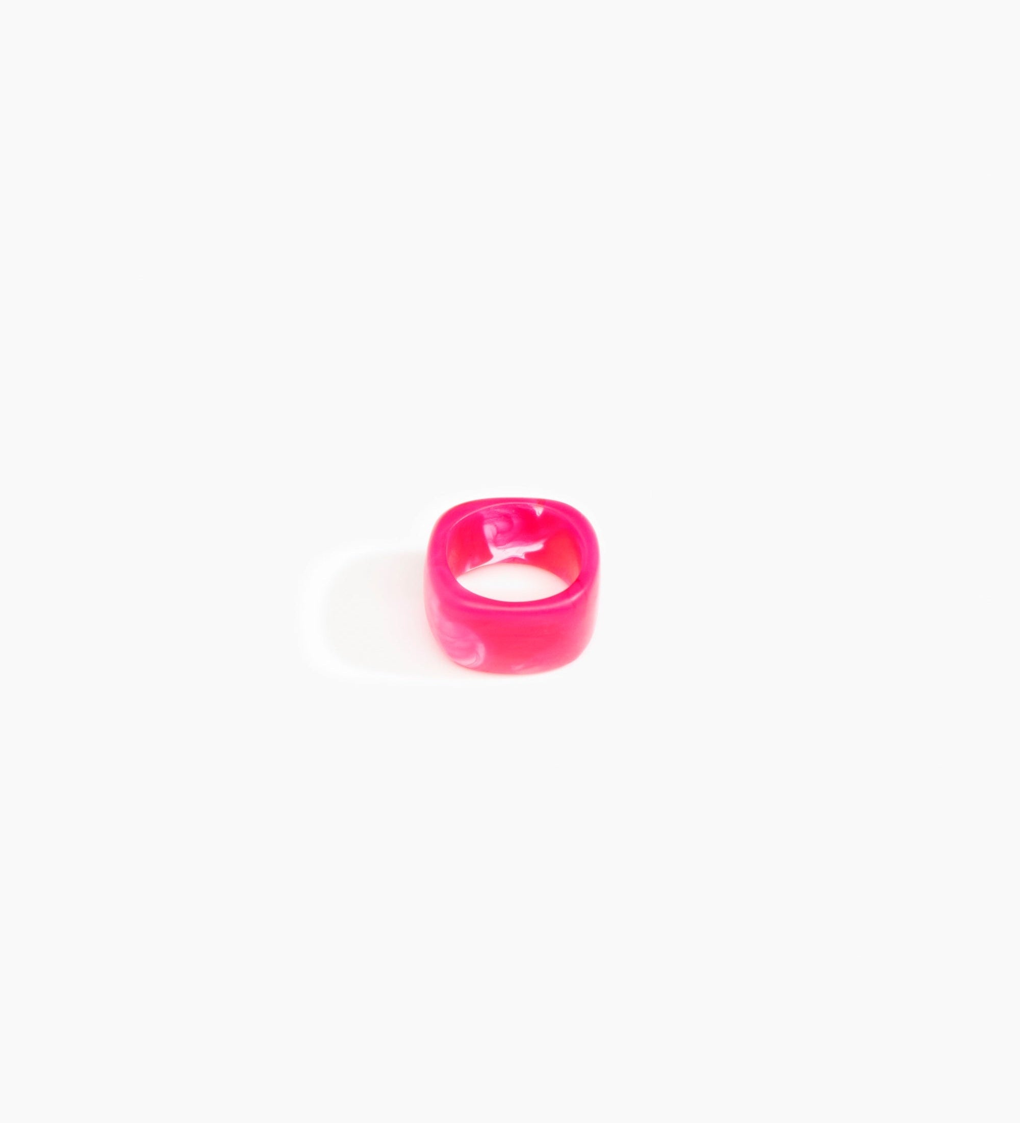 Dinosaur Designs Cube Ring Rings in Flamingo Colour resin with Wide Fit