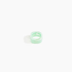 Dinosaur Designs Cube Ring in Mint Colour resin with Wide Fit