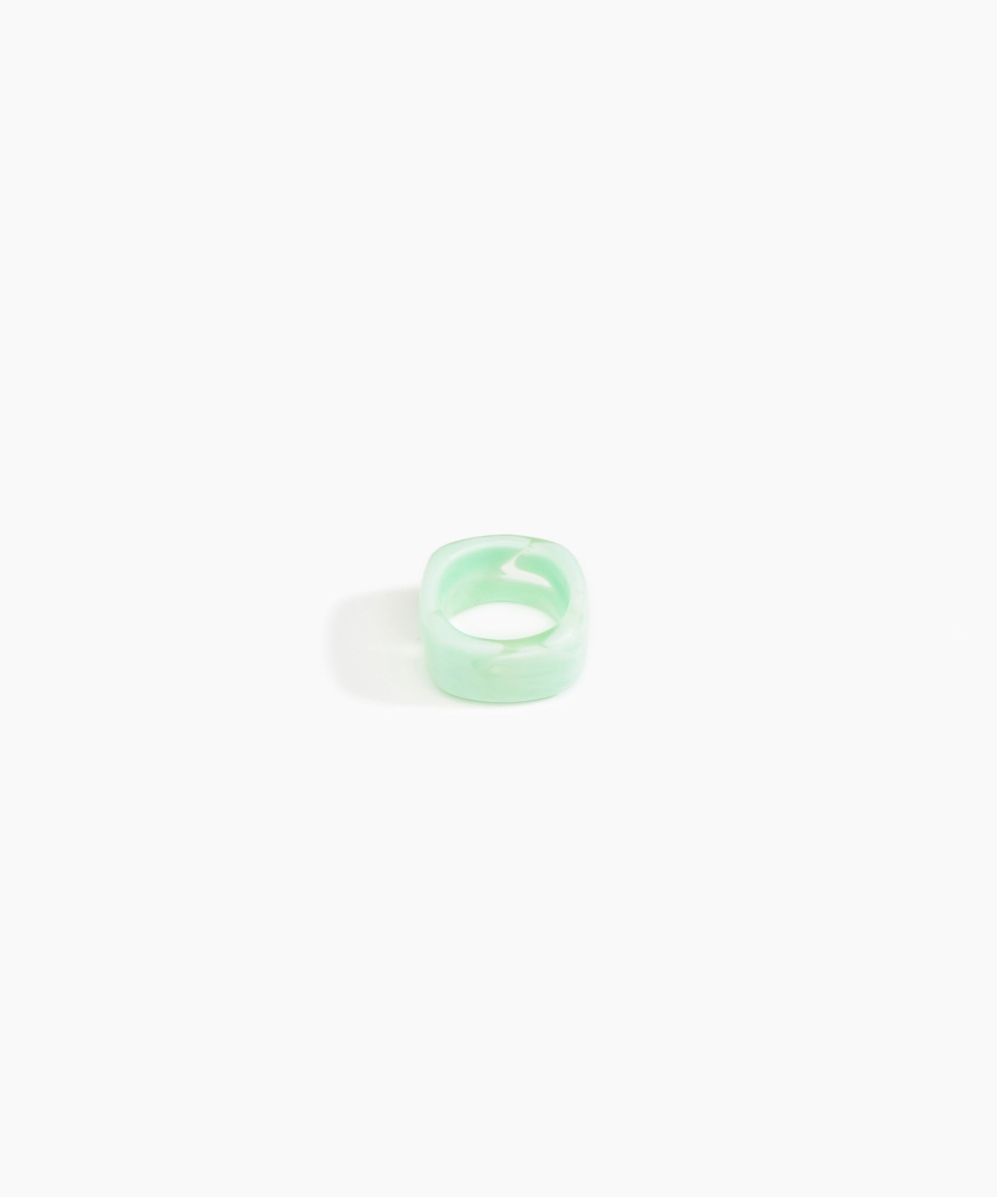 Dinosaur Designs Cube Ring in Mint Colour resin with Wide Fit..