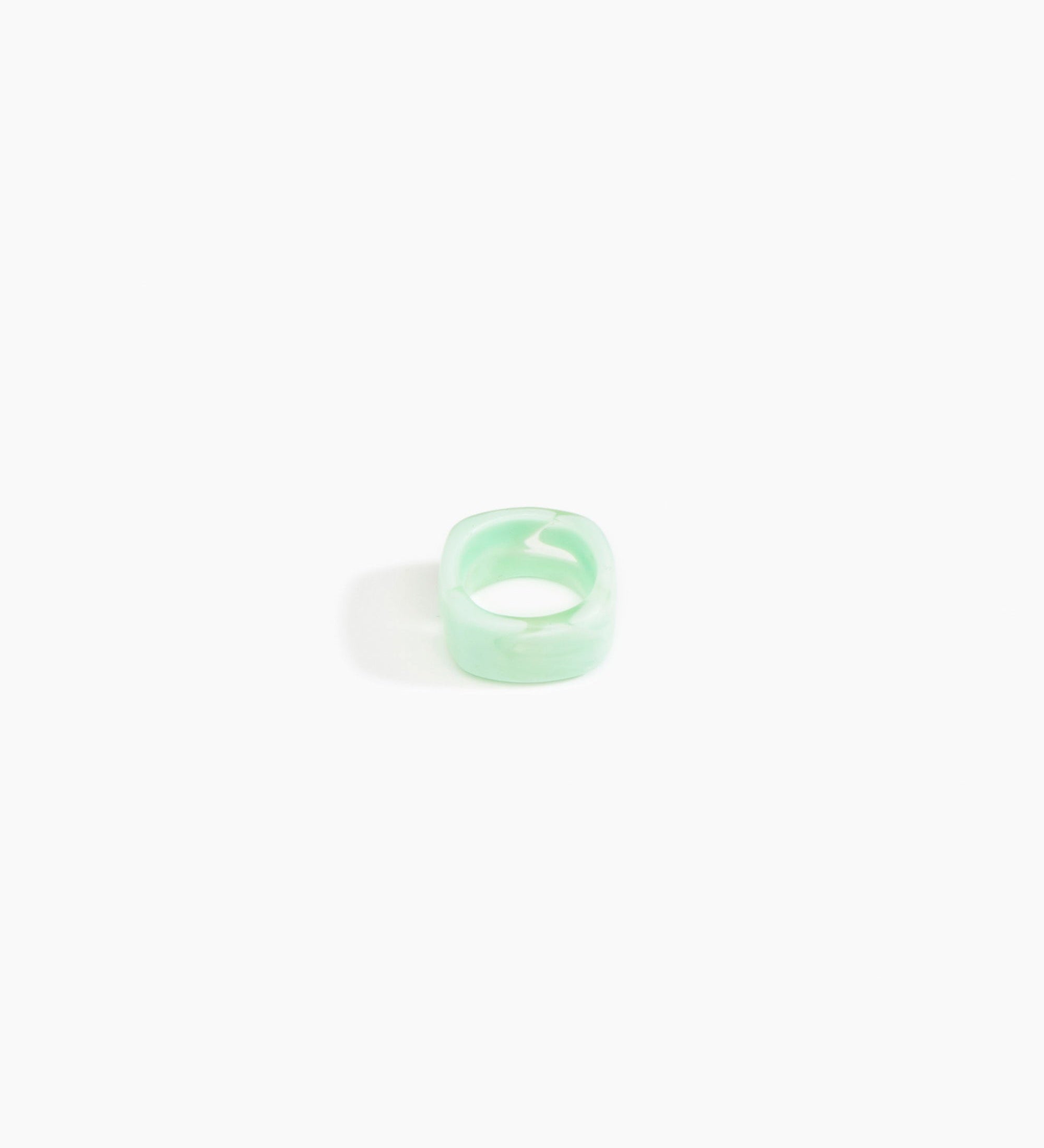 Dinosaur Designs Cube Ring Rings in Mint Colour resin with Wide Fit