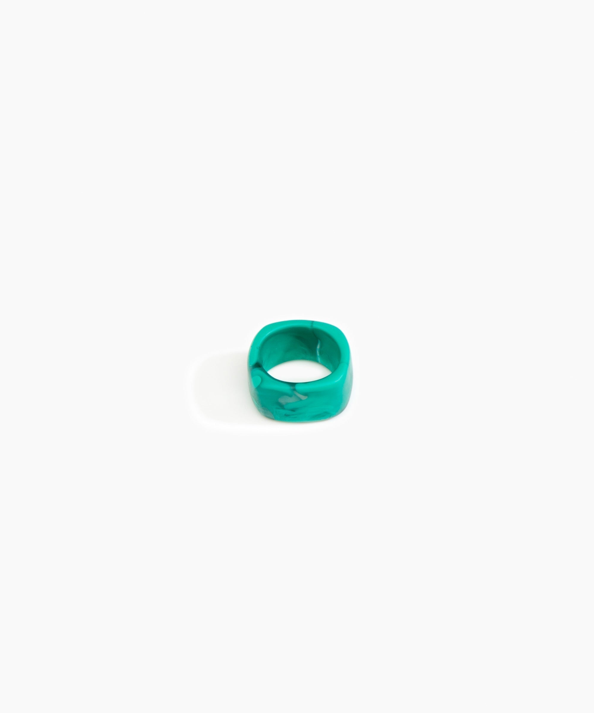 Dinosaur Designs Cube Ring in Mineral Swirl Colour resin with Wide Fit