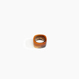 Dinosaur Designs Cube Ring in Dark Horn Colour resin with Wide Fit..