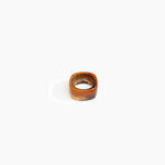 Dinosaur Designs Cube Ring in Dark Horn Colour resin with Wide Fit.