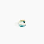 Dinosaur Designs Cube Ring in Lagoon Colour resin with Wide Fit.