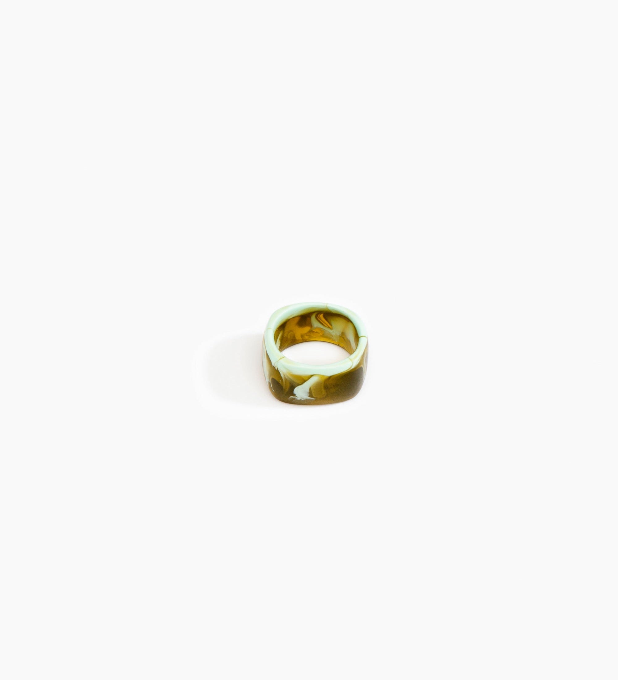 Dinosaur Designs Cube Ring Rings in Malachite Colour resin with Wide Fit