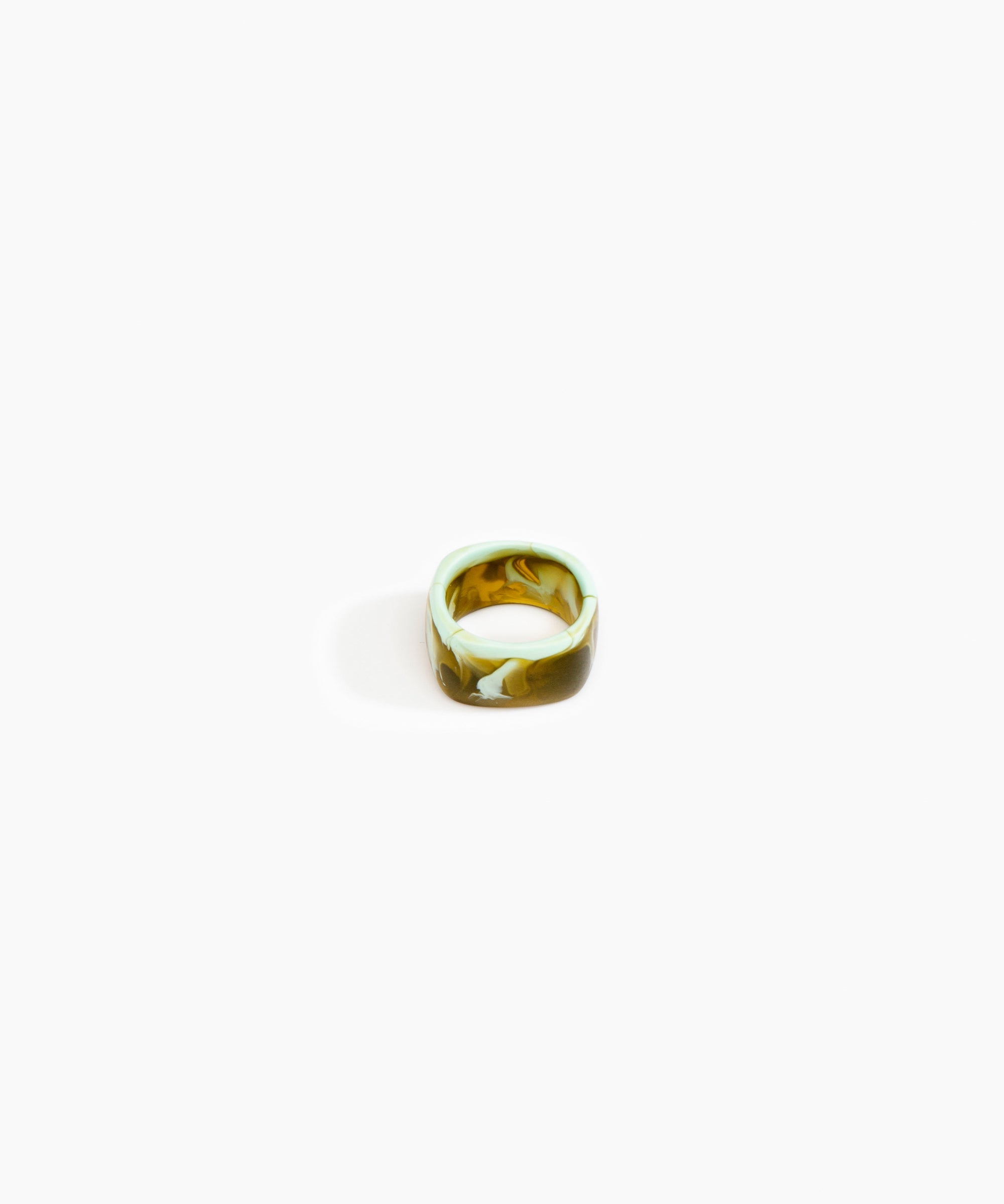 Dinosaur Designs Cube Ring in Malachite Colour resin with Wide Fit..