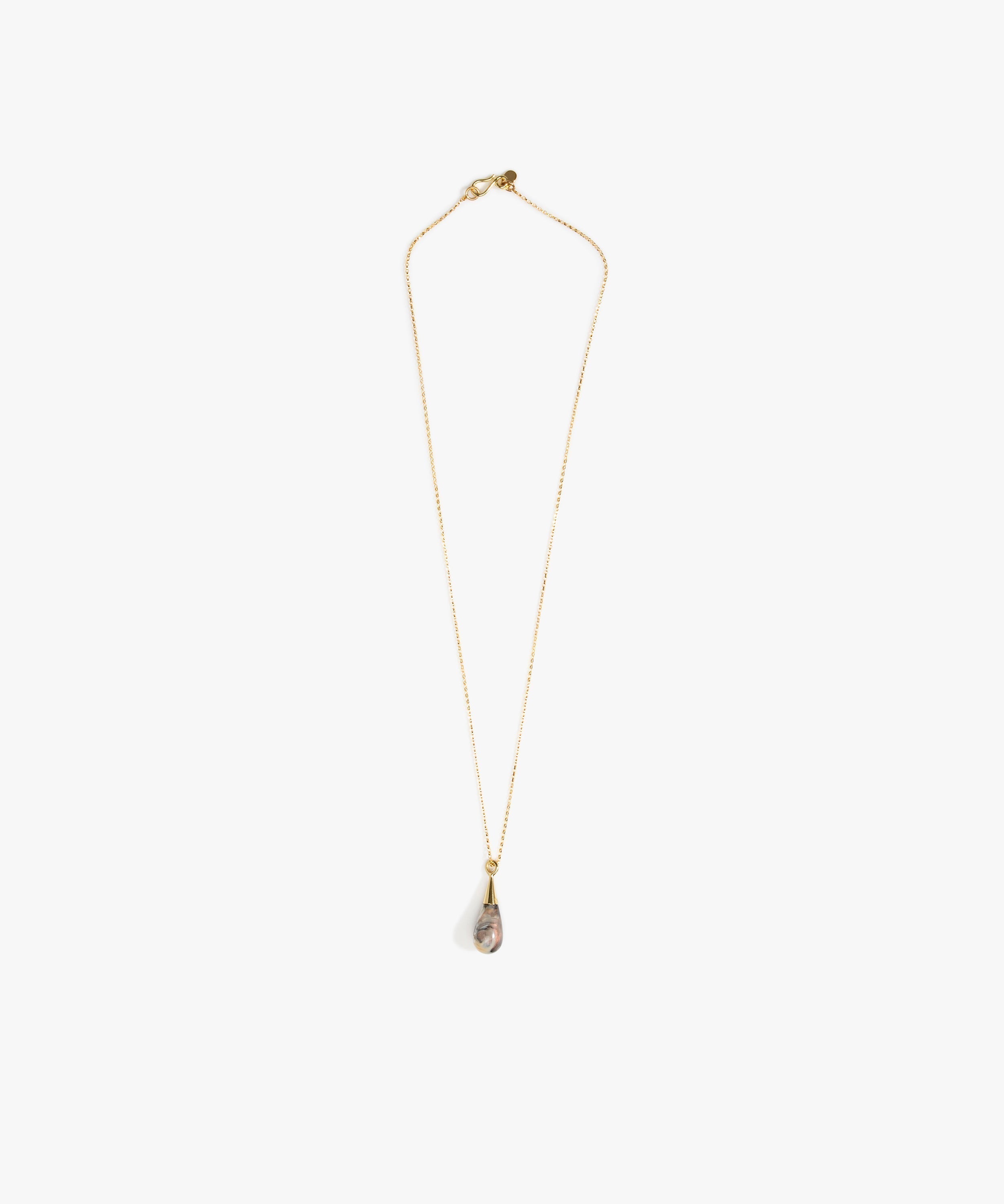 Dinosaur Designs Dew Drop Pendant Necklaces in Sandy Pearl Colour resin with Gold-Filled Material